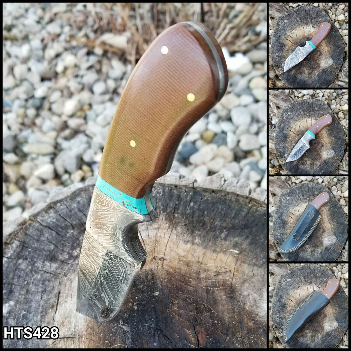 HTS-428 Custom Handmade Damascus Hunter Knife/ Fixed Blade