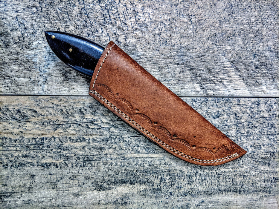 HTSE-20 / Damascus Skinner / HAND ENGRAVED Bolster / Exceptional Art / Hometown Knives / Metal Engraving